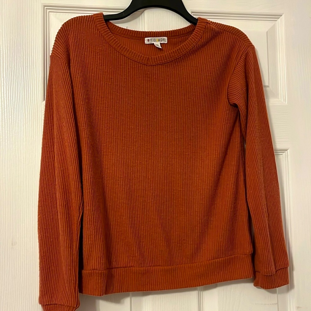 Love, Glam Girl brand long sleeve ribbed shirt. Girls XXL